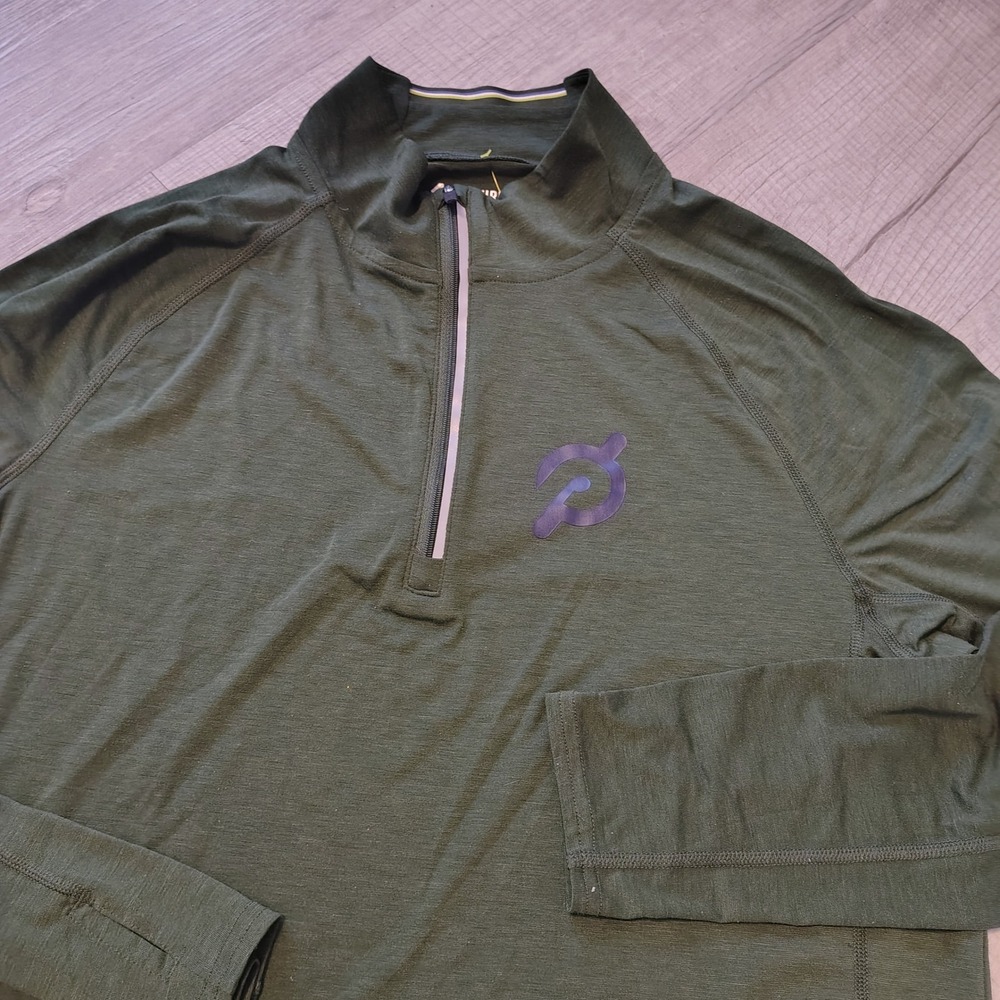 Fourlaps x Peloton Mens‎ Quarter Zip Pullover Green 37.5 Technology Wool Blend M